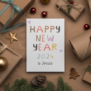 Carte personnalisée de Happy New Year 2024 pour petite amie, Couples, Femme, Carte de Nouvel An, Personnalisée Nouvel An 2024, Happy New Year 2024, Carte 2024