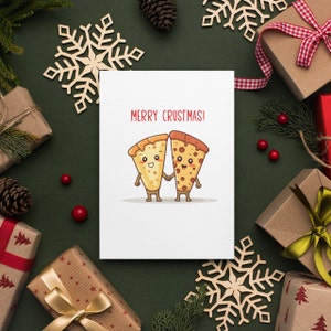 Merry Crustmas Pizza Punny Weihnachtskarte - Liebenswerte Paarkarte, Karte für geliebte Person, Weihnachtskarte, Weihnachtsgeschenk für Partner, ich liebe dich