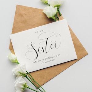 Personalisierte Karte für meine Schwester an meinem Hochzeitstag, Dankeskarte, für meine Schwesterkarte, Hochzeitstag, Karte für Schwester, Hochzeitskarte