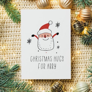 Carte personnalisée joyeux Noël Père Noël Carte de voeux pour les fêtes Carte-cadeau de bas de Noël Carte de Noël personnalisée pour elle Carte-cadeau câlin personnalisée
