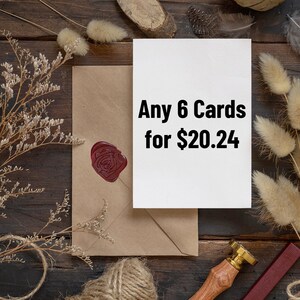 Quaisquer 6 cartas! Pacote de cartões de felicitações em massa, cartão de felicitações feito à mão, cartões para sua esposa, parceira, namorada, presente para casais, cartão de amor, engraçado