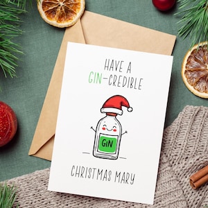 Gepersonaliseerde gin-kerstkaart voor hem Ik hou van jou vakantiegroet Perfect voor echtgenoot Vriendje Vriendje vrolijk kerstcadeau voor haar