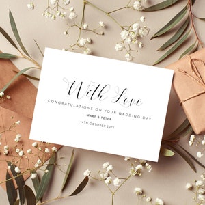 Parabéns personalizado com amor pelo seu cartão de dia de casamento, cartão para dia de casamento, recém-casado, cartão de casamento feito à mão
