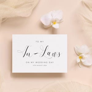 Carte personnalisée à ma belle-famille le jour de mon mariage, carte de remerciement, carte de ma belle-famille, le jour de mon mariage, carte pour la belle-famille, carte de mariage