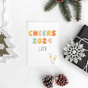 Carte personnalisée du Nouvel An Ballon Cheers 2024 pour votre petite amie, couples, femme, carte du Nouvel An, Nouvel An personnalisé 2024, Bonne année 2024
