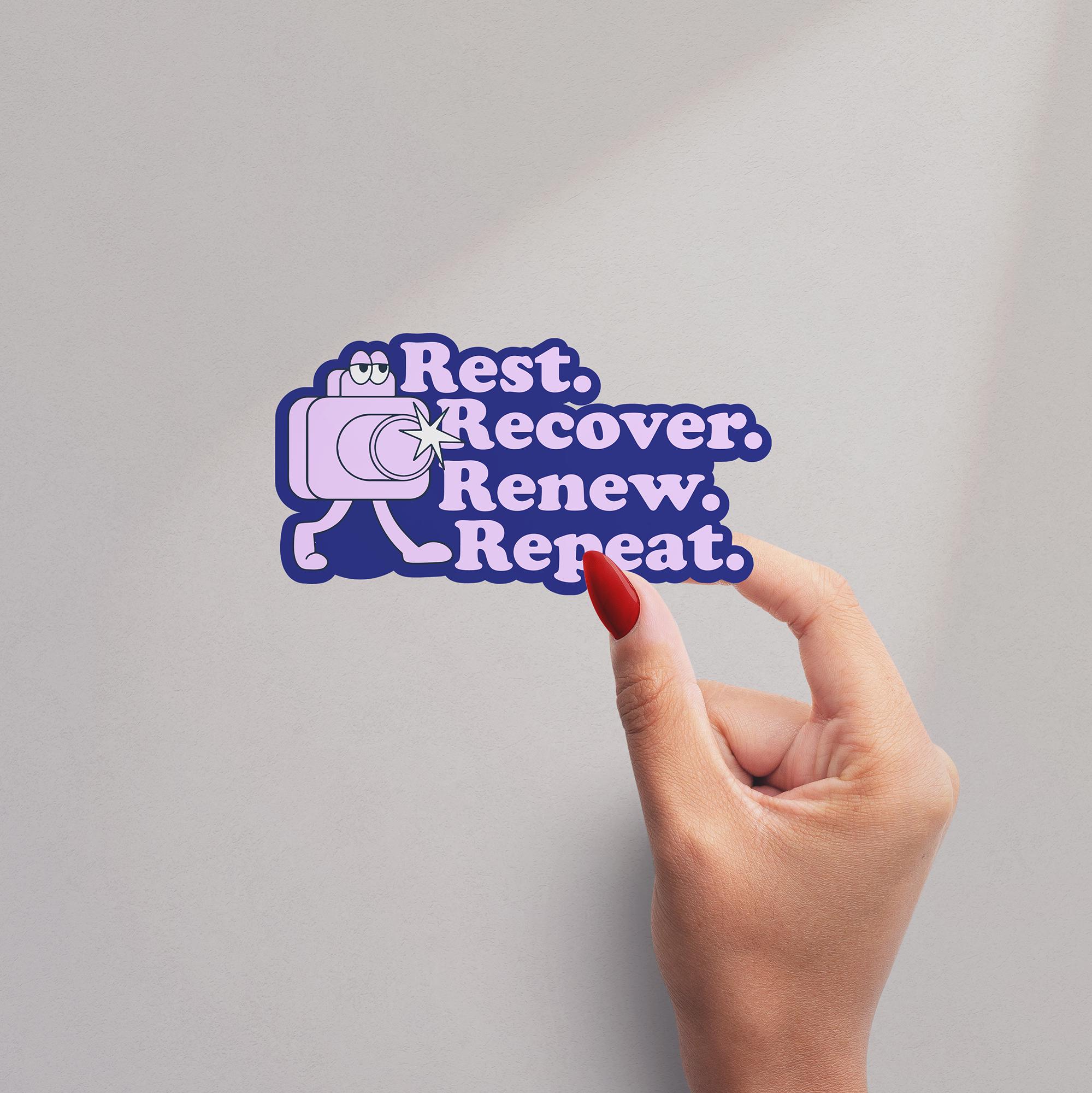 Rest Stickers Rest Sticker Self Care Mental Health Wellness Vinyl Motivational Quote ...