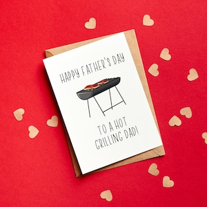Linda tarjeta del Día del Padre con parrilla de barbacoa, tarjeta de felicitación con "Te amo", tarjeta divertida del Día del Padre, tarjeta de feliz Día del Padre para papá, tarjeta de comida con chiste de papá con juego de palabras