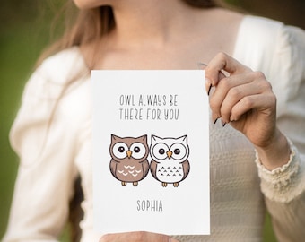 Personalized Owl Love Card, Funny card, Valentines Day, Anniversary card for boyfriend, husband, Couples, girlfriend, Always with you card