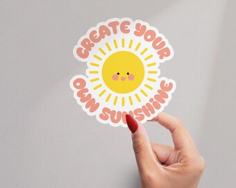 Crea tu propia calcomanía de sol, vinilo de afirmación positiva, cita motivacional, autocuidado, salud mental, regalo para computadora portátil, botella de agua, diario