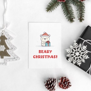 Beary Christmas, Christmas Funny Holiday Card, Bear Card, Husband, Wife, Holiday Cards, Punny Card, Christmas Card, Couple Gift, Teddy Bear