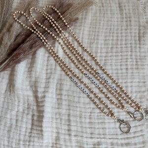 Personalized Small Wood Bead Lanyard