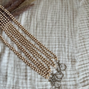 Small Wood & Gold Bead Lanyard || Teacher Lanyard || Badge Lanyard