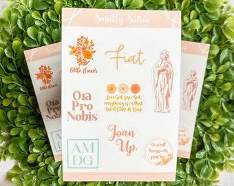Catholic Women Saints Sticker Sheet: Dishwasher Safe Vinyl