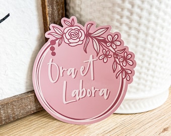Ora et Labora Window Cling, Mirror Cling, Benedictine, St. Benedict