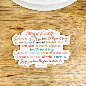 Litany of Humility, Catholic Sticker, Sticker, Catholic Stationary