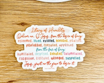 Litany of Humility, Catholic Sticker, Sticker, Catholic Stationary