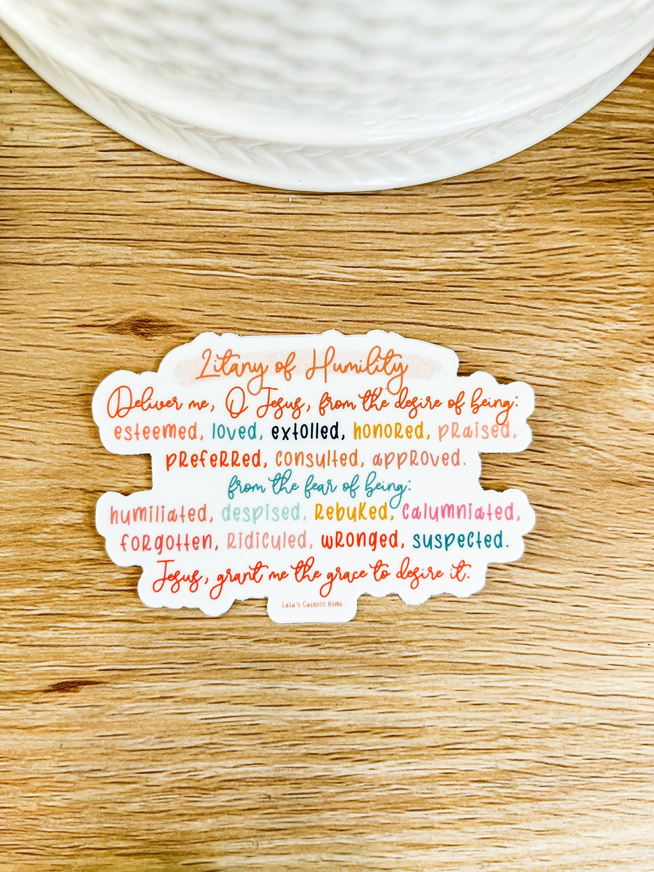 Litany of Humility Sticker: Catholic Prayer