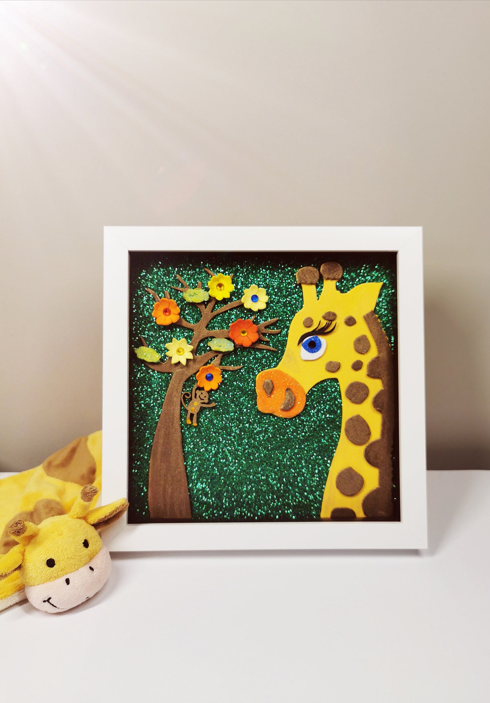 Giraffe Frame for Baby/ 3D White Wooden Frame/ Nature Frame Etsy