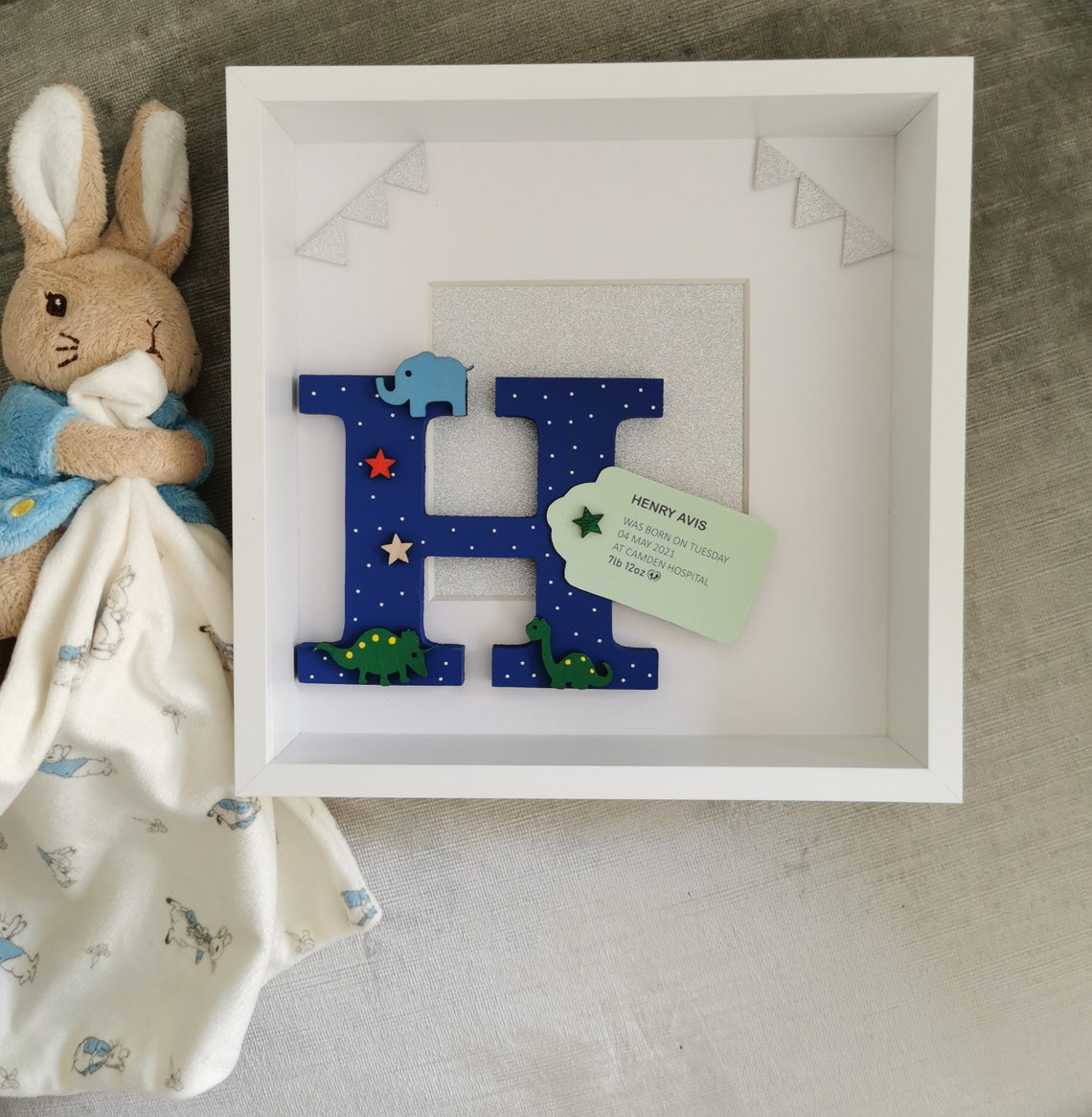 Personalised Baby Name Frame/ Initial Frame/ Boys Wooden Etsy