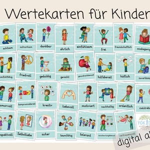 子ども向けの 31 枚の価値観カード 基本的な価値観 クラスの価値観 クリップアート 絵カード 子供の価値観を印刷するための PDF 形式のデジタル視覚化