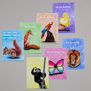 20 Affirmationskarten Tiere für Kinder Mutmachkarten Glückskarten Bild 3
