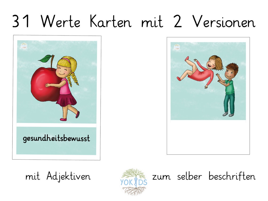 31 Werte Karten für Kinder Grundwerte Klassenwerte Cliparts Bildkarten
