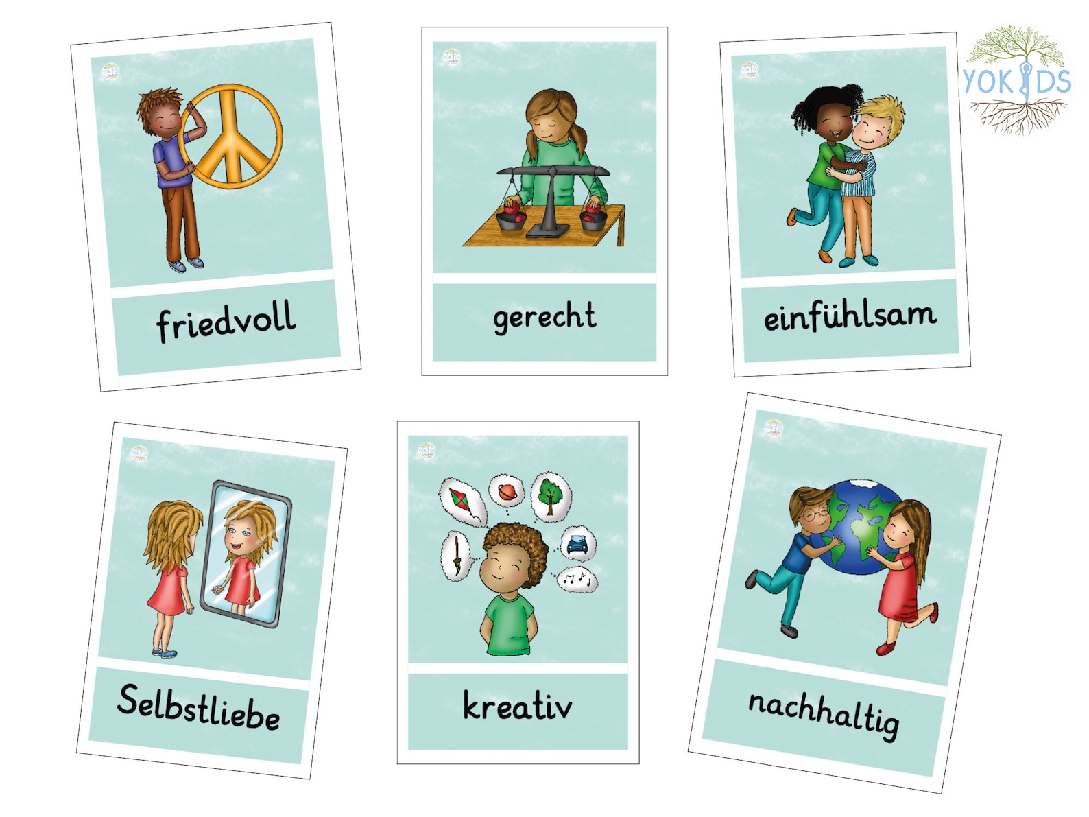 31 Werte Karten für Kinder Grundwerte Klassenwerte Cliparts Bildkarten
