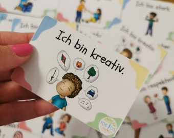 30 Lunchbox Messages Affirmations for Children on Plastic Cards