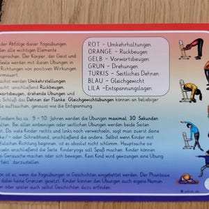 Yogastellungen in Kategorien farblich unterteilt