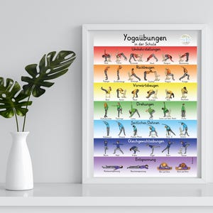 Kinderyoga Poster A2 A3 Übungen Schule Kita Kinderzimmer Asanas Haltungen 36 Übungen plus 4 Entspannungslagen Kinderyoga Yoga Grundschule