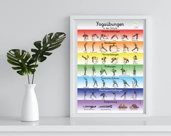 Children's Yoga Poster A2 A3 Exercises School Daycare Children's Room Asanas Postures 36 Exercises plus 4 Relaxation Positions Children's Yoga Yoga Elementary School
