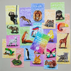 20 Affirmationskarten Tiere für Kinder Mutmachkarten Glückskarten Bild 1