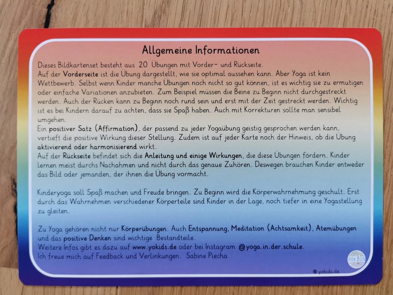 Informationen zu Yoga in der Schule