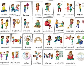 Grundwerte Kinder Schule Bildkarten Illustration Clipart Werte Lernklima Beziehung Klassenatmosphäre Bedürfnis Unterricht Klassenraum