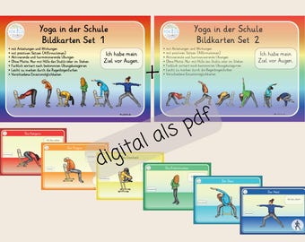 Yoga in school Picture cards digital 40 exercises Chair yoga or standing exercises Children's yoga
