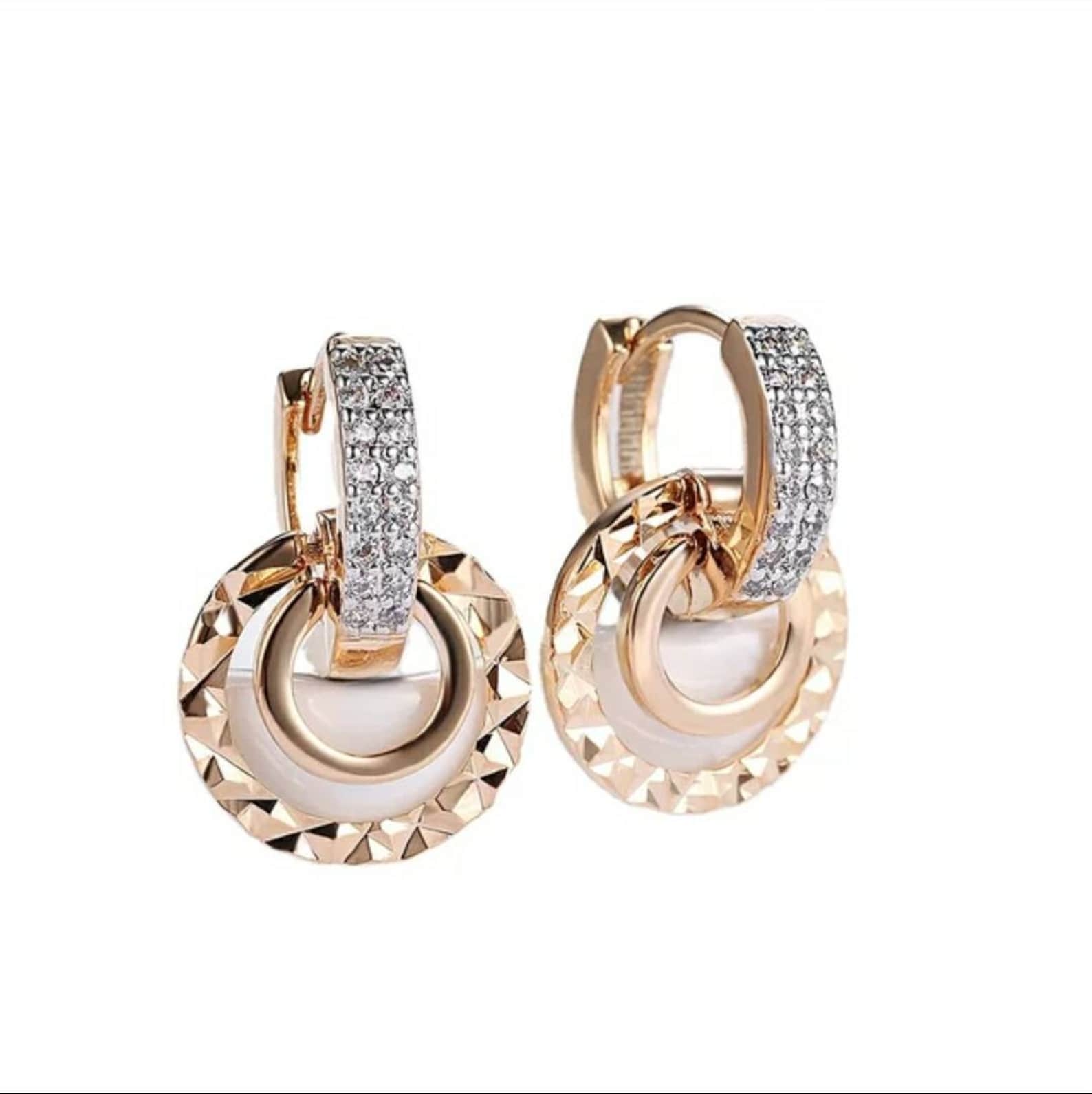 Gold and Platinum earrings Stud Hoop Earrings Fashion Women UK Etsy