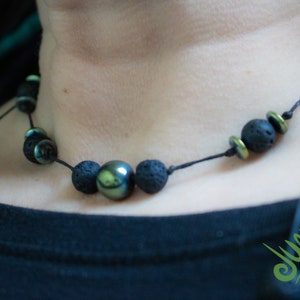 Charm Necklace - Handmade Adjustable Hematite Amulet Boho Wicca Choker Gift for Her By Jungle Poets