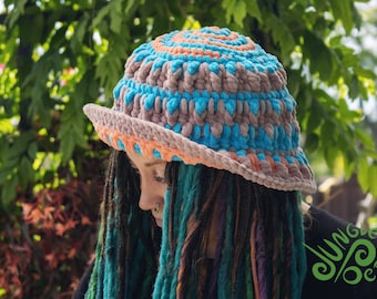 Chunky Party Bucket Hat Festival häkeln Winter Wear Rave Trippy Dreadlock Krempe Fedora Handgemachtes Geschenk by Jungle Poets