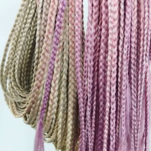 SET of Long Reusable Braids Hair Extensions  Pink Ombre Gradient Kanekalon Ready to ship 60pcs (120 ends) DE Double Ended