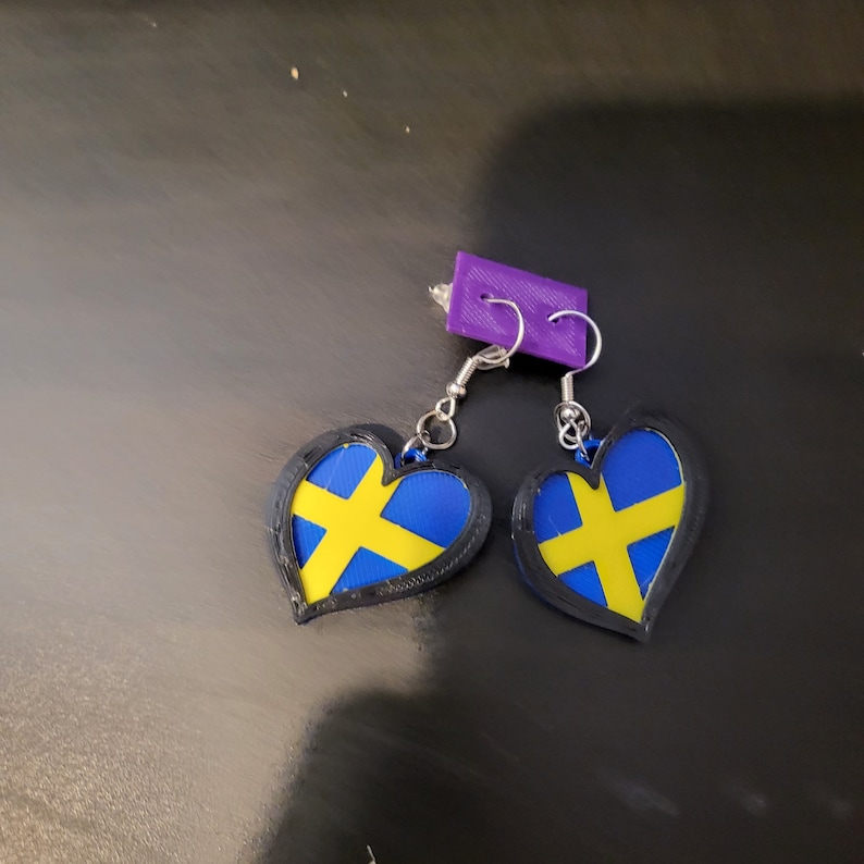 Eurovision Flag Earrings 3d Printed lightweight earrings Any Eurovision country, Pride image 3