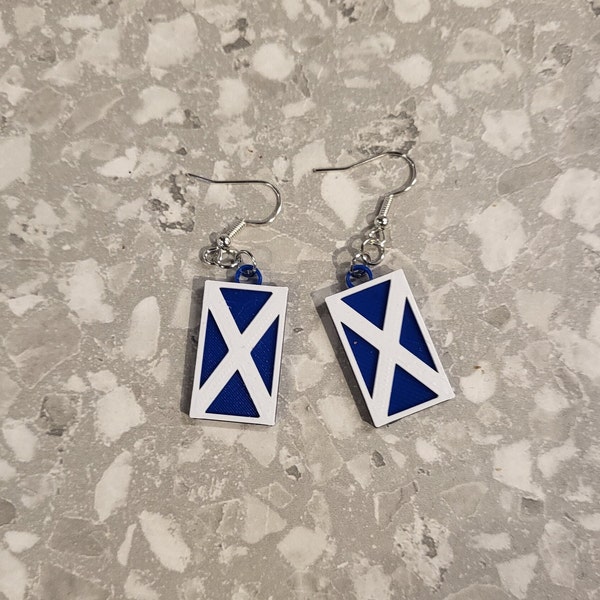 Scotland Saltire Earrings - St Andrews Cross, 3d printed plastic earrings