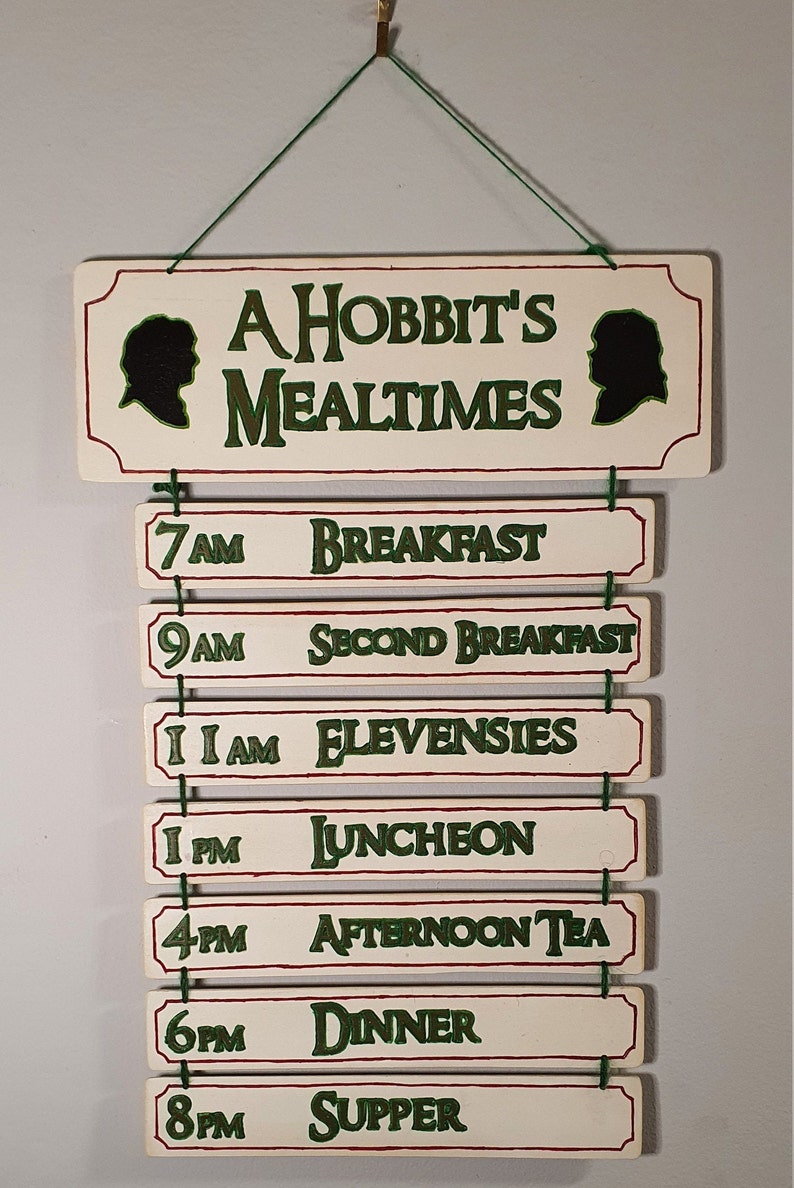 A Hobbit's Mealtimes Wall Hanger, Lord of the Rings/The Hobbit handmade wall art image 1