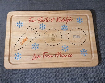 Personalised Christmas Eve Wooden Santa Board - Hand carved, hand painted