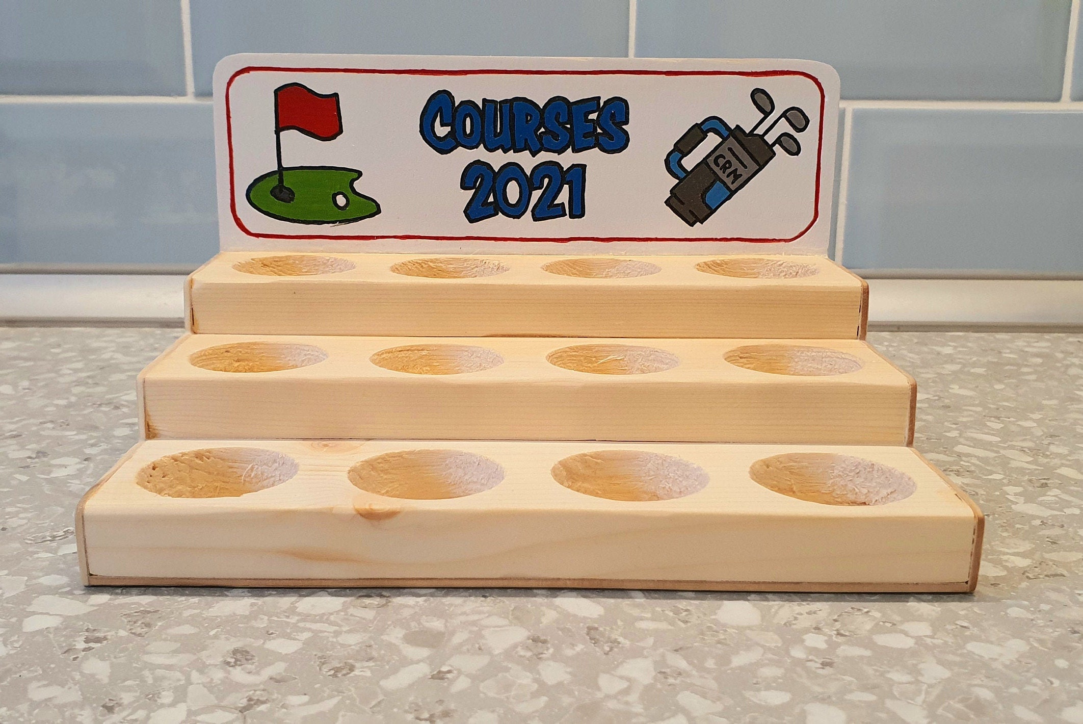 Golf Ball Display Stand Hand Made Personalisable Wooden 12 Etsy