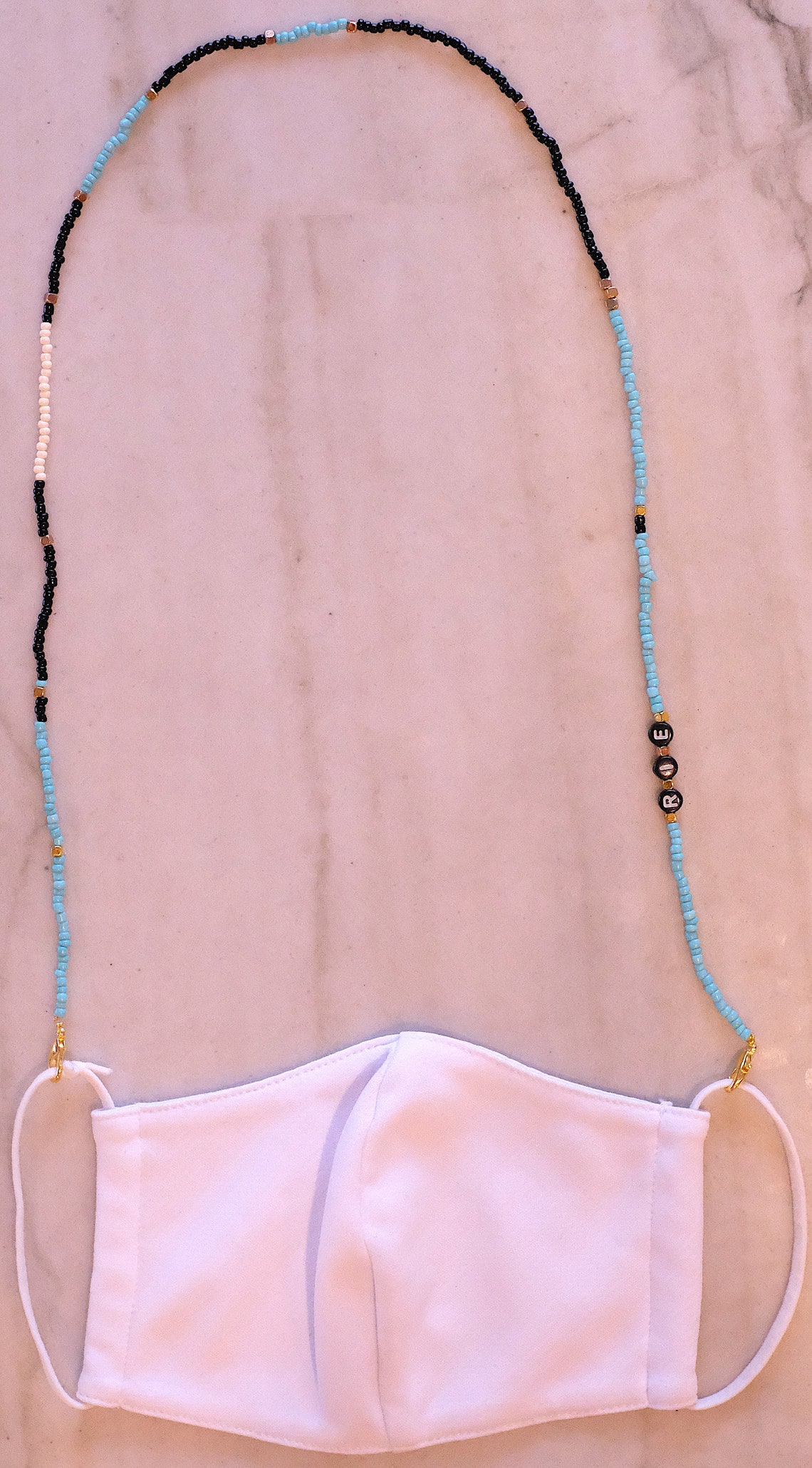 BLUEGOLD and BLACK Beaded Face Mask Lanyard Sunglass Holder Etsy