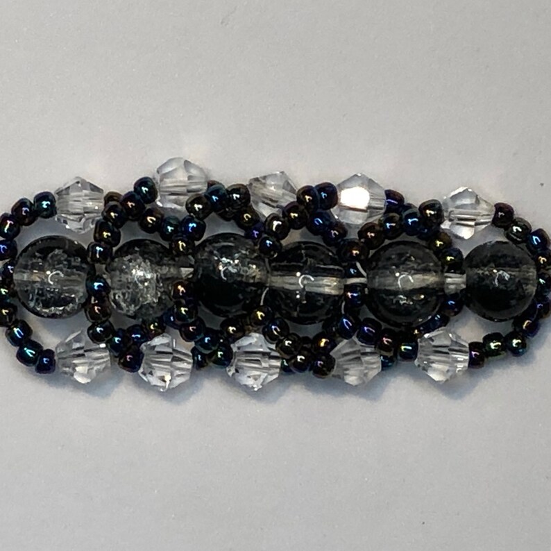 Spiral Weave Beaded Bracelet Kit Black & Crystal