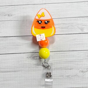 Candy Corn Badge Reel | Interchangeable | Badge Holder | Fall Season | Halloween | Spooky Season | Nurse | Teacher | Beaded Badge | Medical