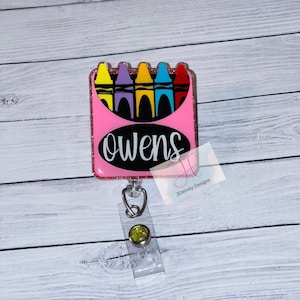 Teacher&#39;s Crayon Box Badge Reel | Interchangeable | Teacher Badge | Assistant Teacher | Teacher Gifts | Teacher Appreciation |