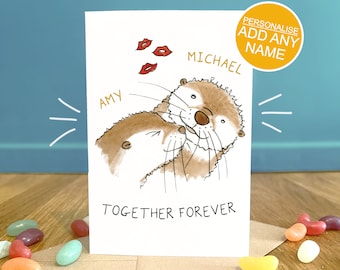 Personalised Otter Anniversary Card - Perfect gift for Otter Lover, Cute Greeting Card, Card for Husband, Wife, Card for her, Card for him