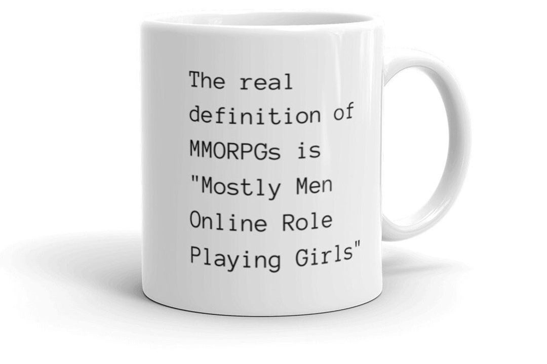 MMORPG Mug Redefining the Acronym With a Twist Black Text Printed on